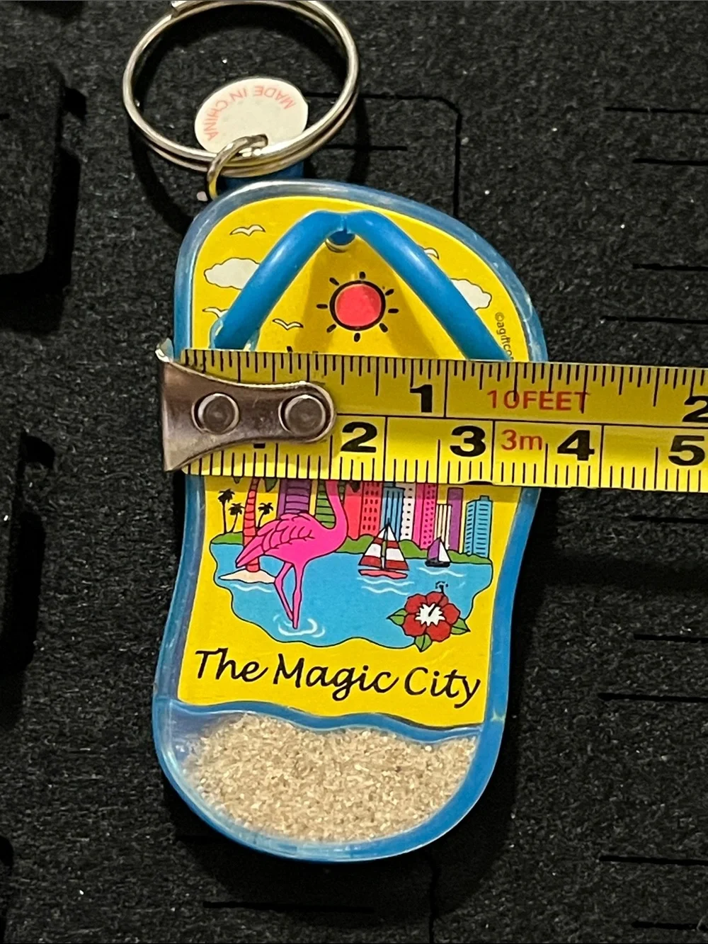 miami Yellow Blue Pink Flip-Flop Sand Keychain